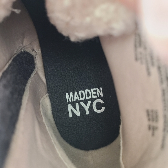 Madden NYC Faux Fur Boots Size 9 Gray Wedge Flannel Hiker Eco Lux Lace Up Zipper - Picture 8 of 13